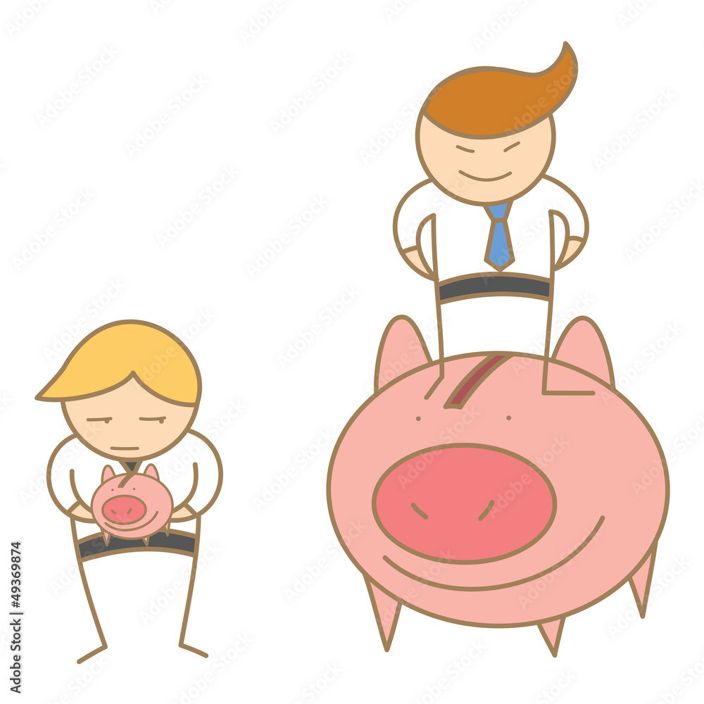 cartoon character of rich and poor business men cartoon character of rich and poor business men