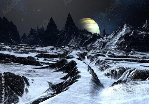 Fototapeta Naklejka Na Ścianę i Meble -  Road  Across an Alien Landscape