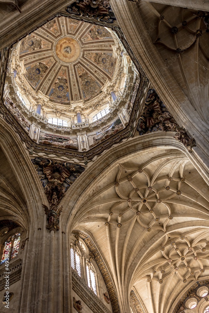 Interior of the Salamanca Cathedral with its dome