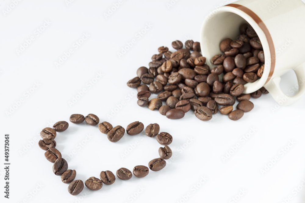 Coffee beans in heart shape