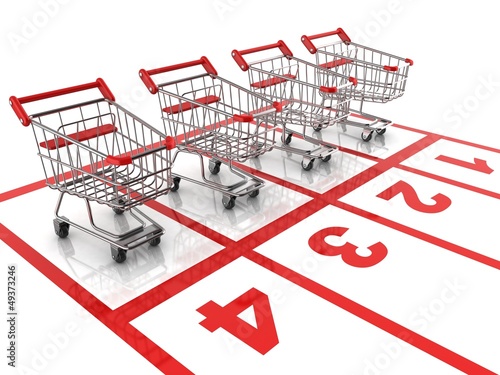shopping cart race - sale 3d concept
