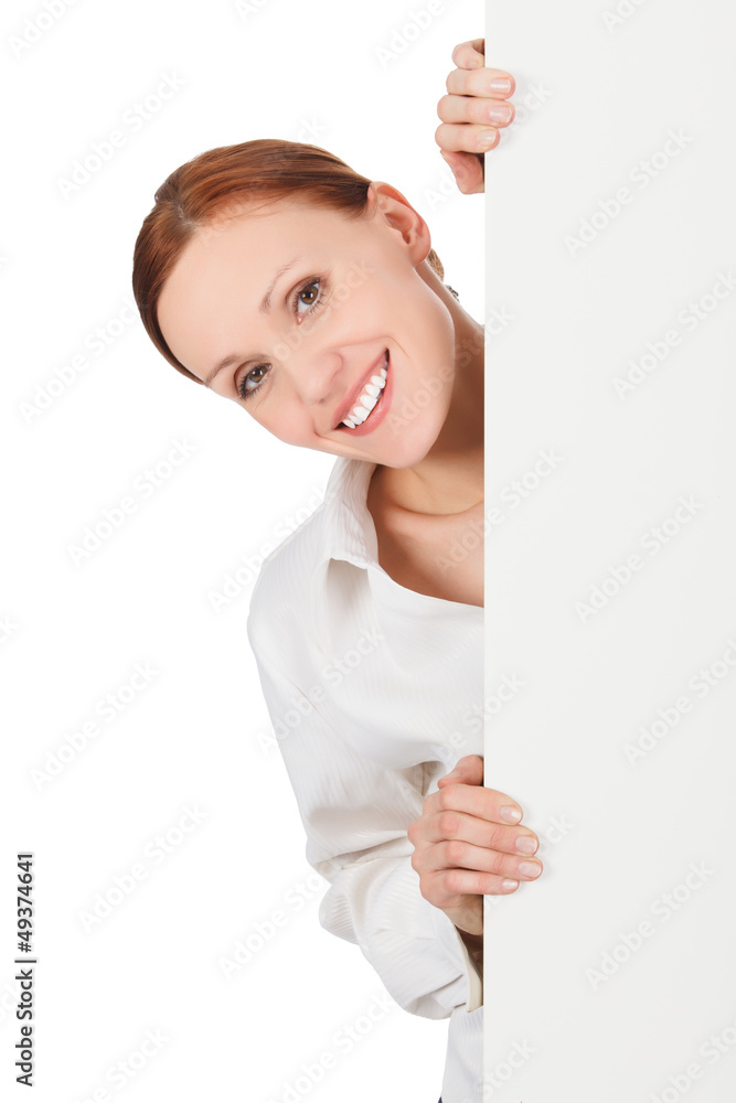 Pretty woman with a blank presentation board Pretty woman with a blank presentation board