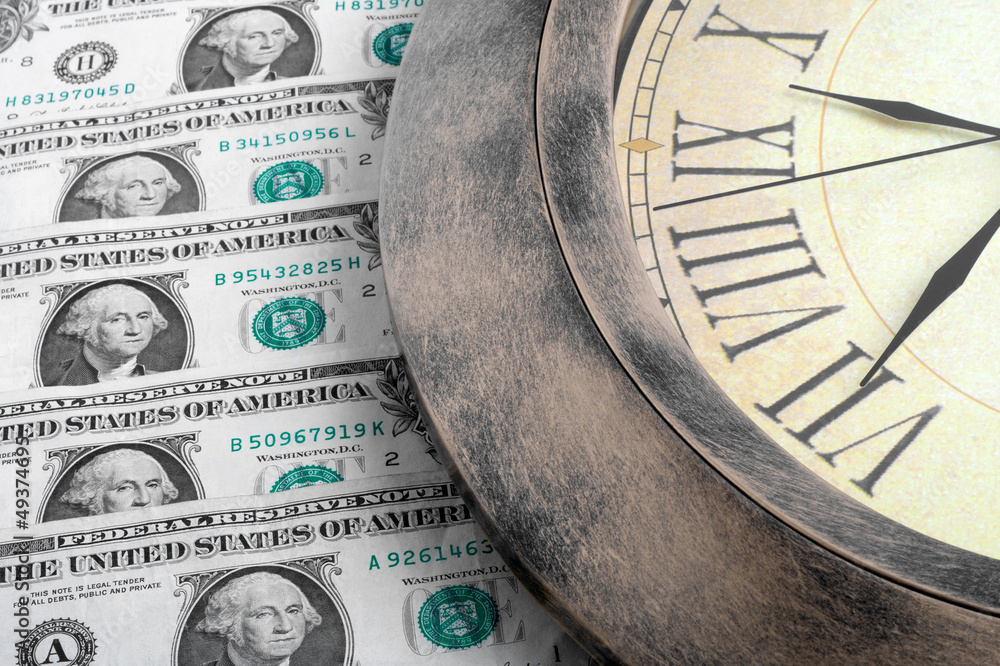 old clock and money old clock and money