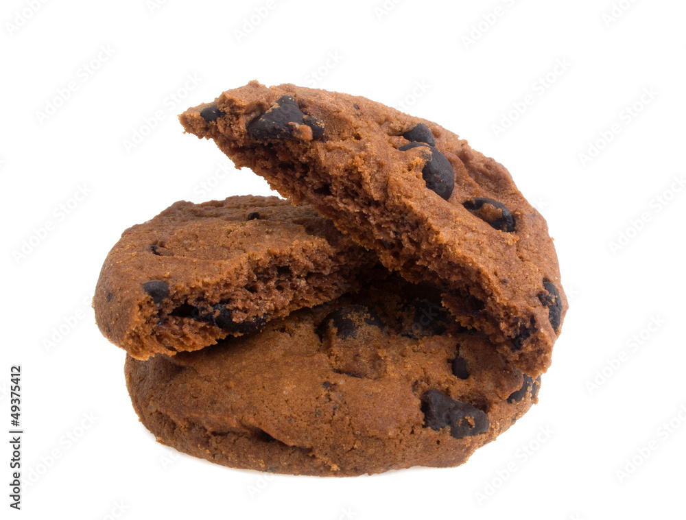 Chocolate chip cookies isolated on a white background Chocolate chip cookies isolated on a white background
