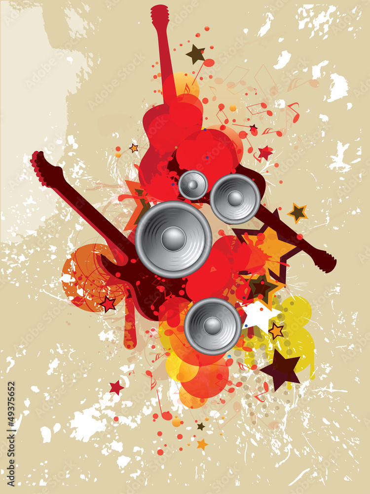 Fototapeta premium abstract grunge music background with guitar