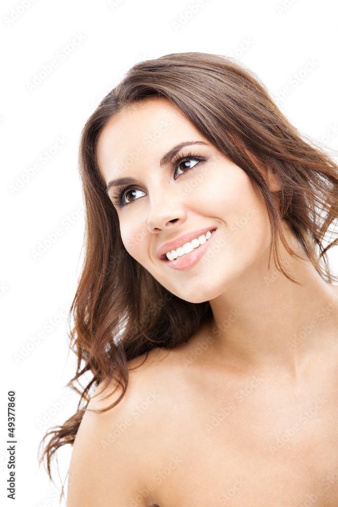 Fototapeta premium Portrait of beautiful woman, on white