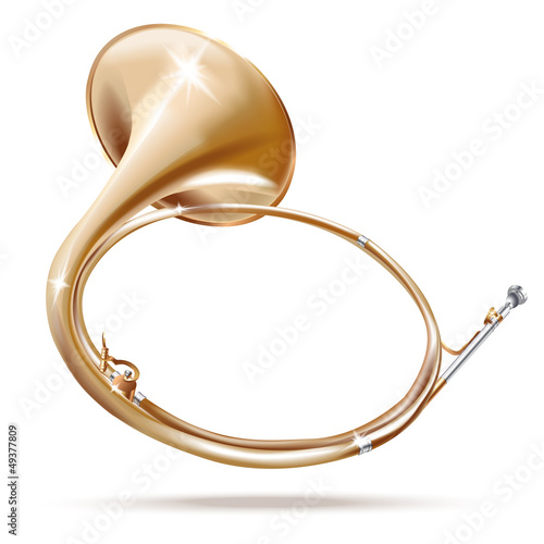 Hunting horn, isolated on white background