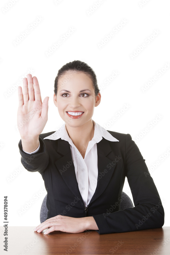Young beautiful businesswoman making choose Young beautiful businesswoman making choose