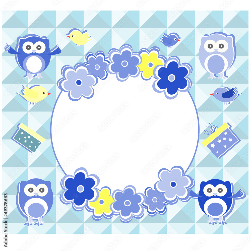 Naklejka premium owls, birds couple in love and gift boxes