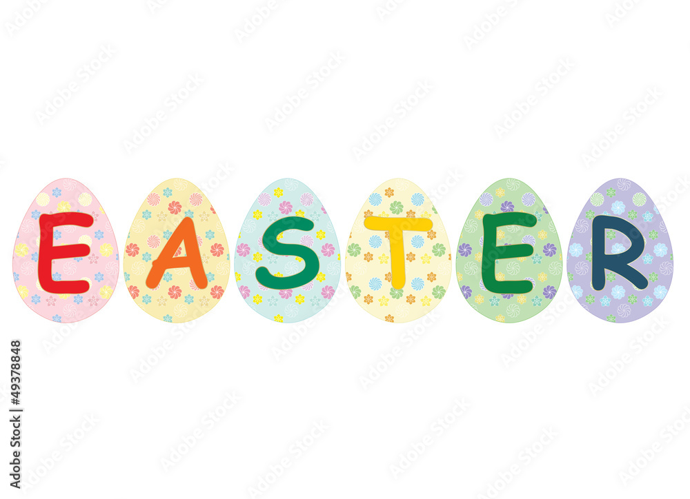 Easter painted eggs over white Easter painted eggs over white
