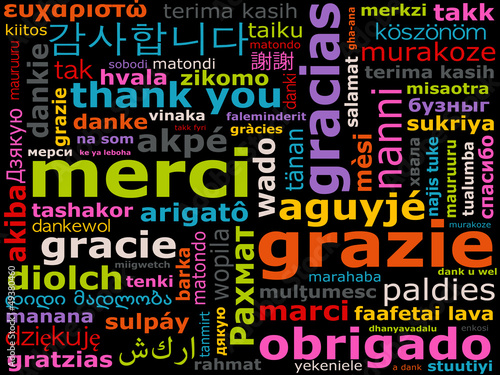 Foto langues étrangères - mot merci dans toutes les langues