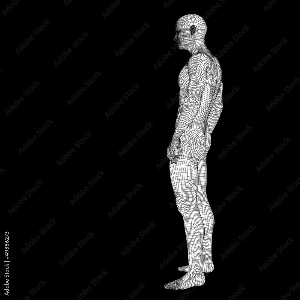 High resolution conceptual 3d man standing over black background High resolution conceptual 3d man standing over black background