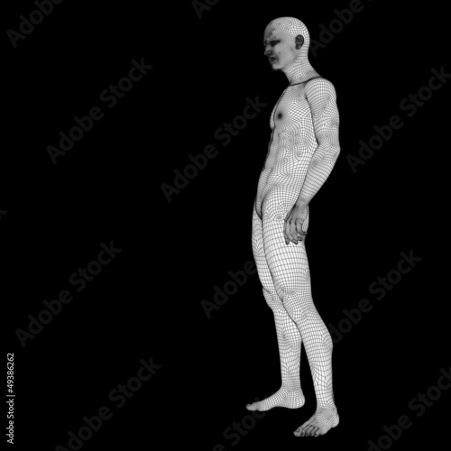 High resolution conceptual 3d man standing over black background