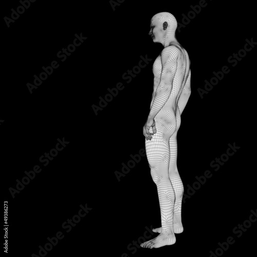 High resolution conceptual 3d man standing over black background