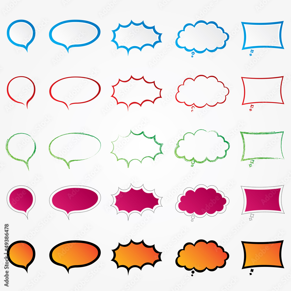 Fototapeta premium Colorful comic speech bubbles set (collection)