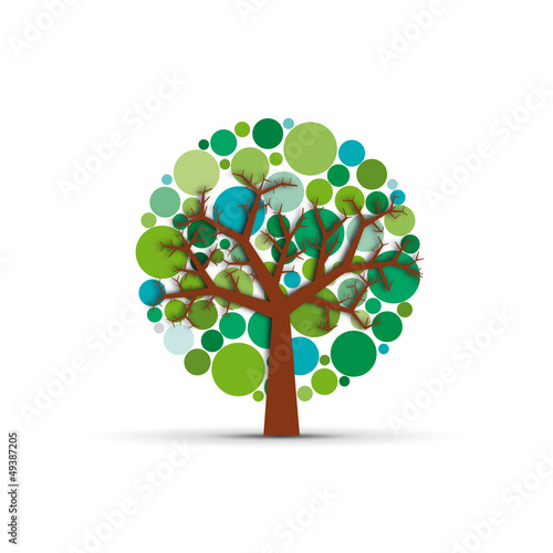 Logo green tree, forestry companies # Vector photo