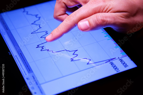 Hand Touching a Stock Echange Chart