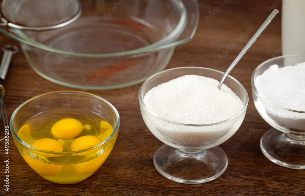 Set of products for preparation of pancake dough Set of products for preparation of pancake dough