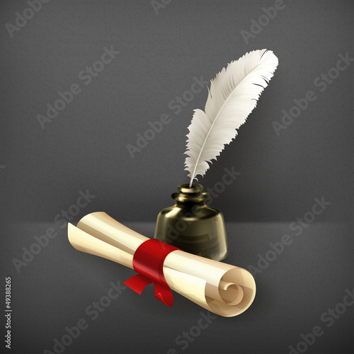 Ancient scroll and feather