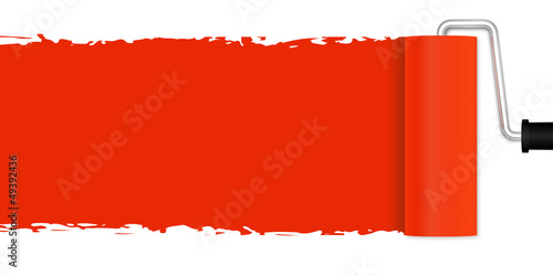 Neuanstrich mit Farbroller - rot