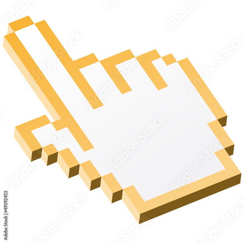 3D Pixelgrafik Hand - Zeigefinger gelb