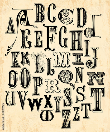 Dekoracja na wymiar  vintage-alphabet