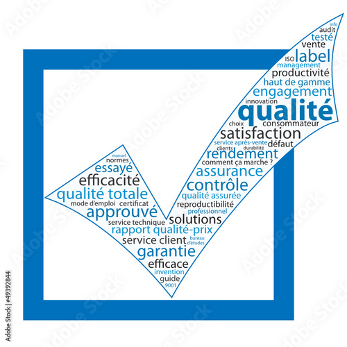 Nuage de Tags "QUALITE" (coche garantie service client qualité)