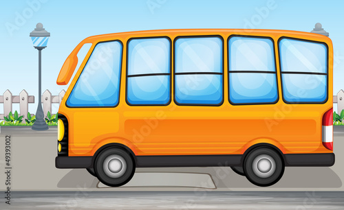 A yellow bus