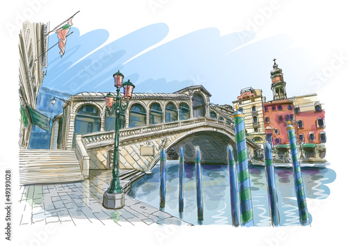 Venice - Grand Canal. Rialto Bridge.