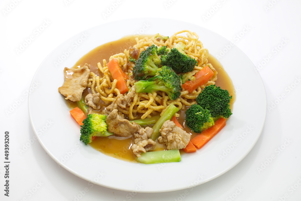 Chinese style deep fried yellow noodles