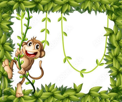 Fototapeta Naklejka Na Ścianę i Meble -  A monkey in a leafy frame