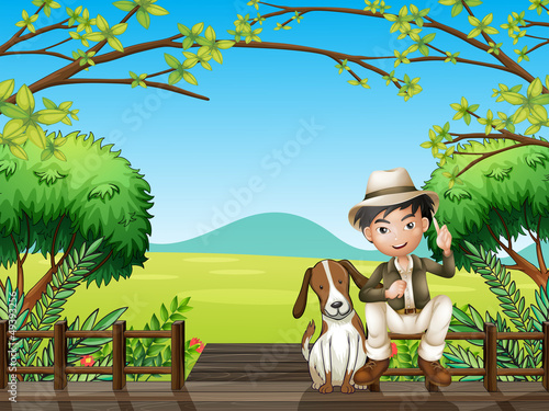 A smiling boy and a dog