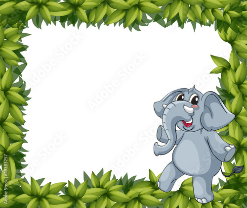A smiling elephant and plant frame