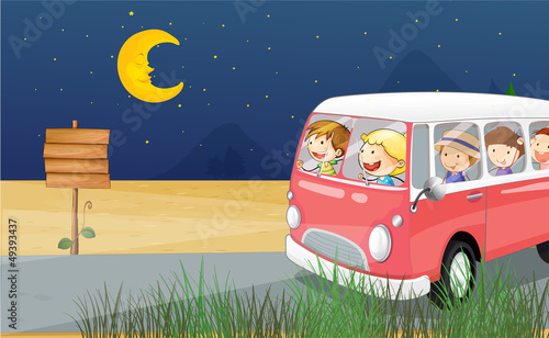 Children riding in a bus