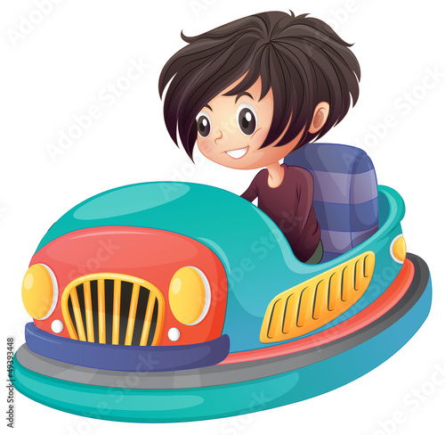 A boy driving bumper car