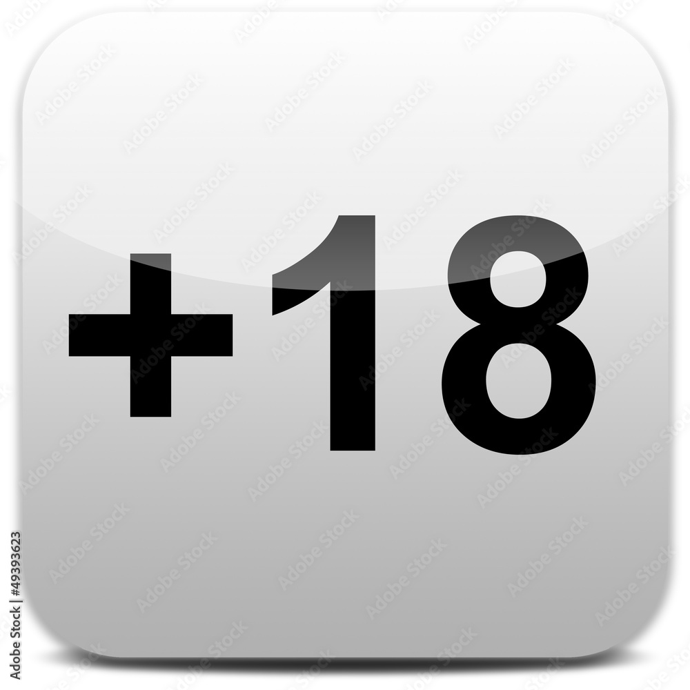 Obraz premium +18 botão quadrado branco