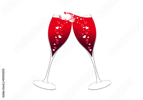 2 coupes de coeurs - trinquer - Saint Valentin