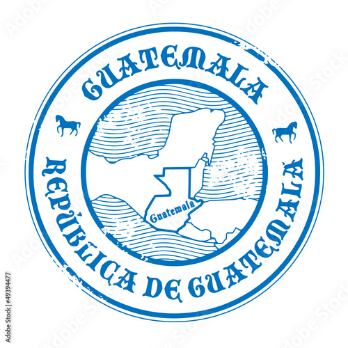 Grunge rubber stamp with the name and map of Guatemala, vector