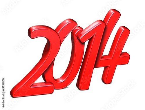 3D Year 2014 on white background photo