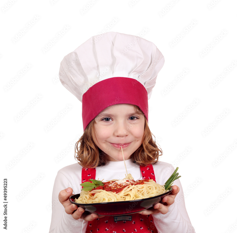 little girl cook eat spaghetti little girl cook eat spaghetti