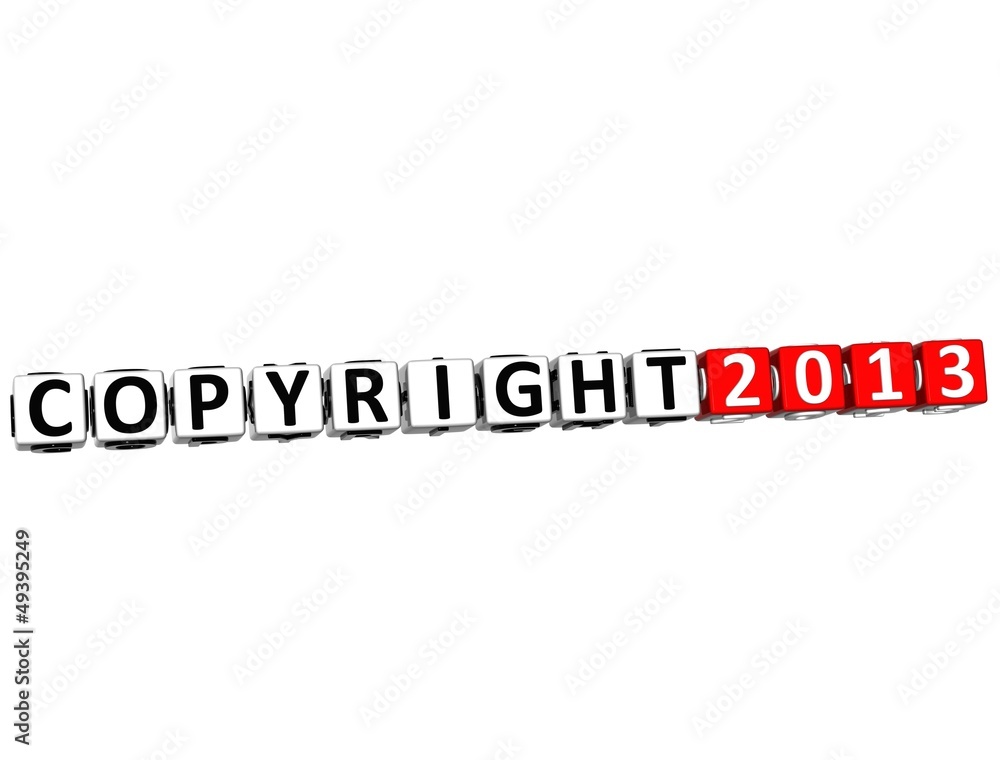 3D Copyright Right Crossword on white background