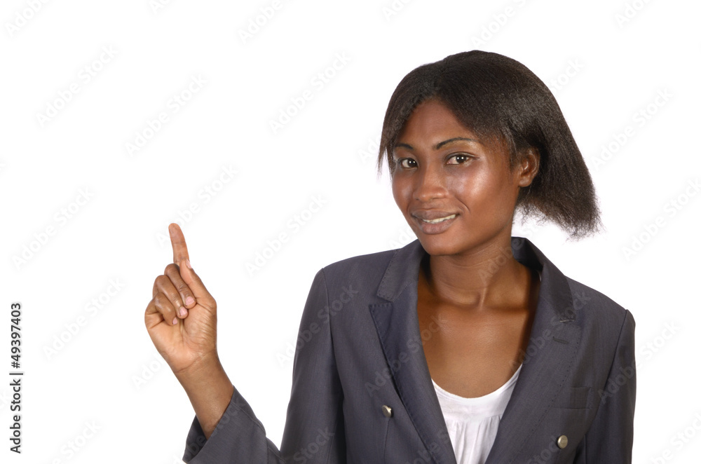 Afrikanische Geschäftsfrau präsentiert Afrikanische Geschäftsfrau präsentiert