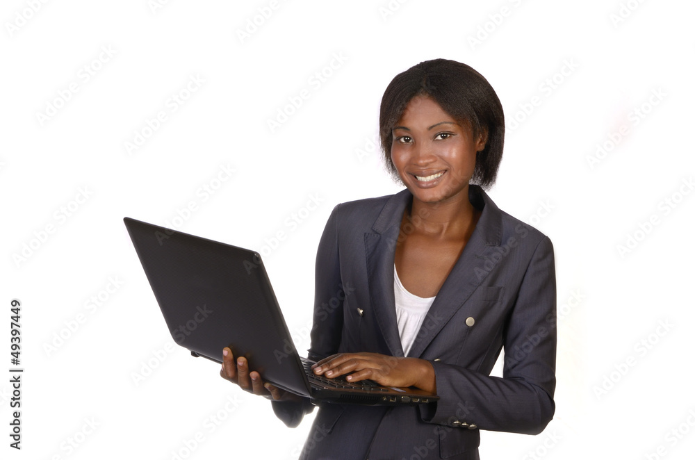 Afrikanische Geschäftsfrau mit Notebook Afrikanische Geschäftsfrau mit Notebook
