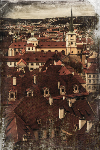 Prague Old Town - dark old vintage retro photo stylized.