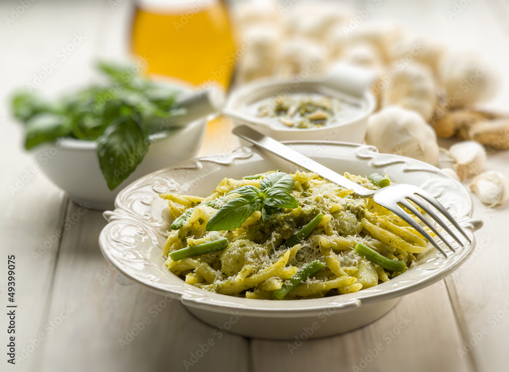 pesto trofie typical genoa recipe Stock Photo Adobe Stock