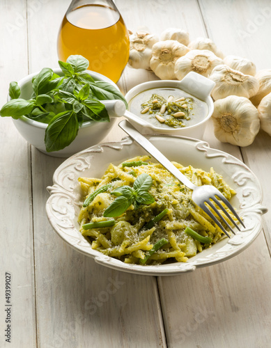 pesto trofie typical genoa recipe photo