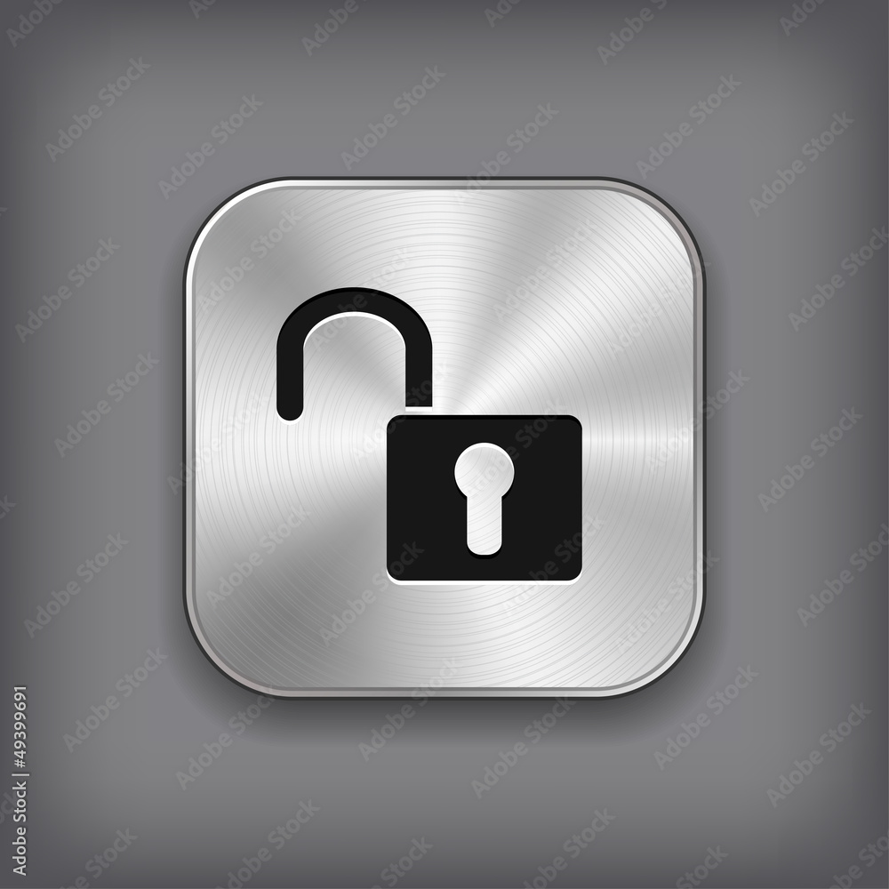 Unlock icon - vector metal app button Unlock icon - vector metal app button
