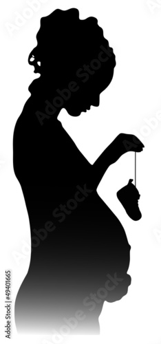silhouette of a pregnant girl with shoes