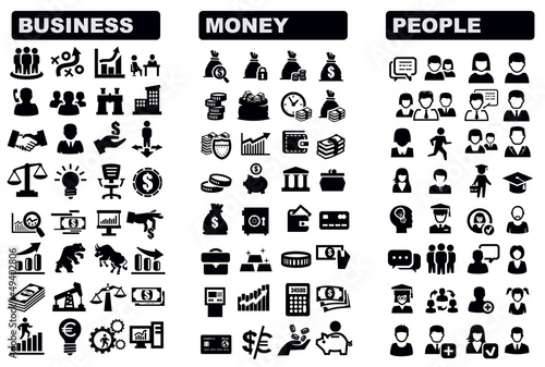 business, money and people icon