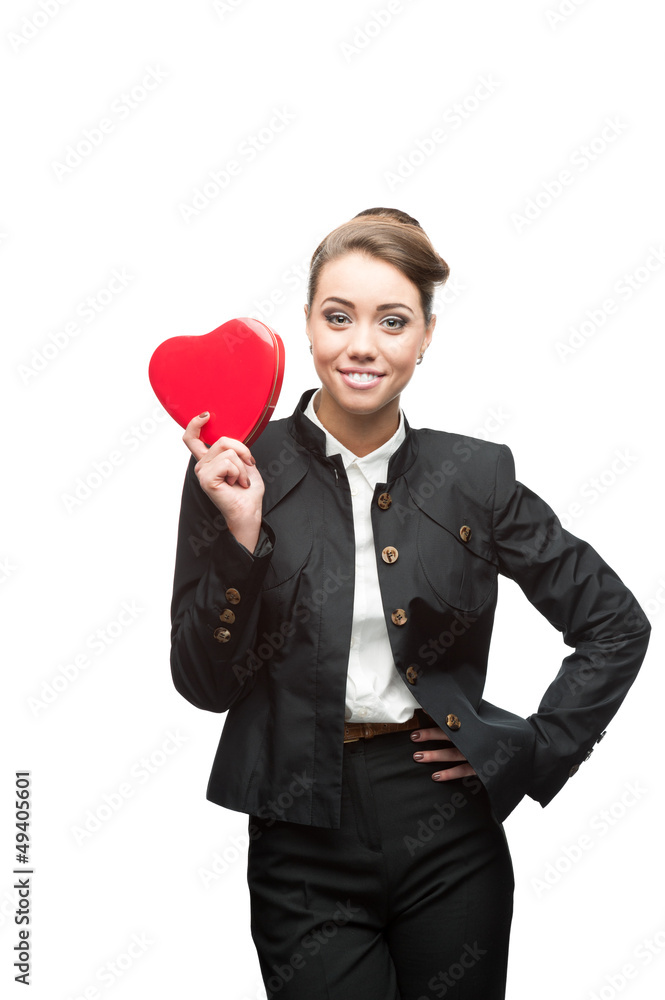 young happy business woman on valentine's day young happy business woman on valentine's day